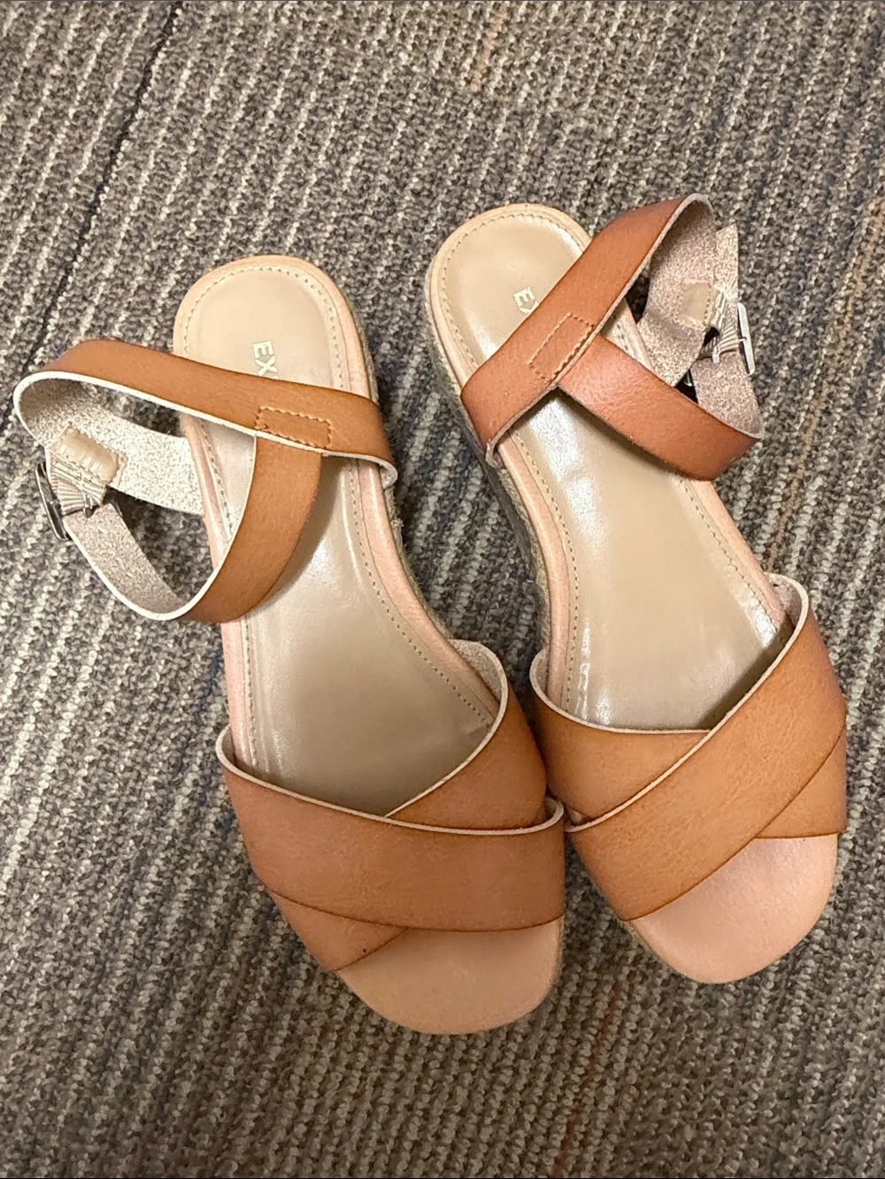 🤎 Express Tan Espadrille Platform Sandals 6.5 Flatforms 🤎